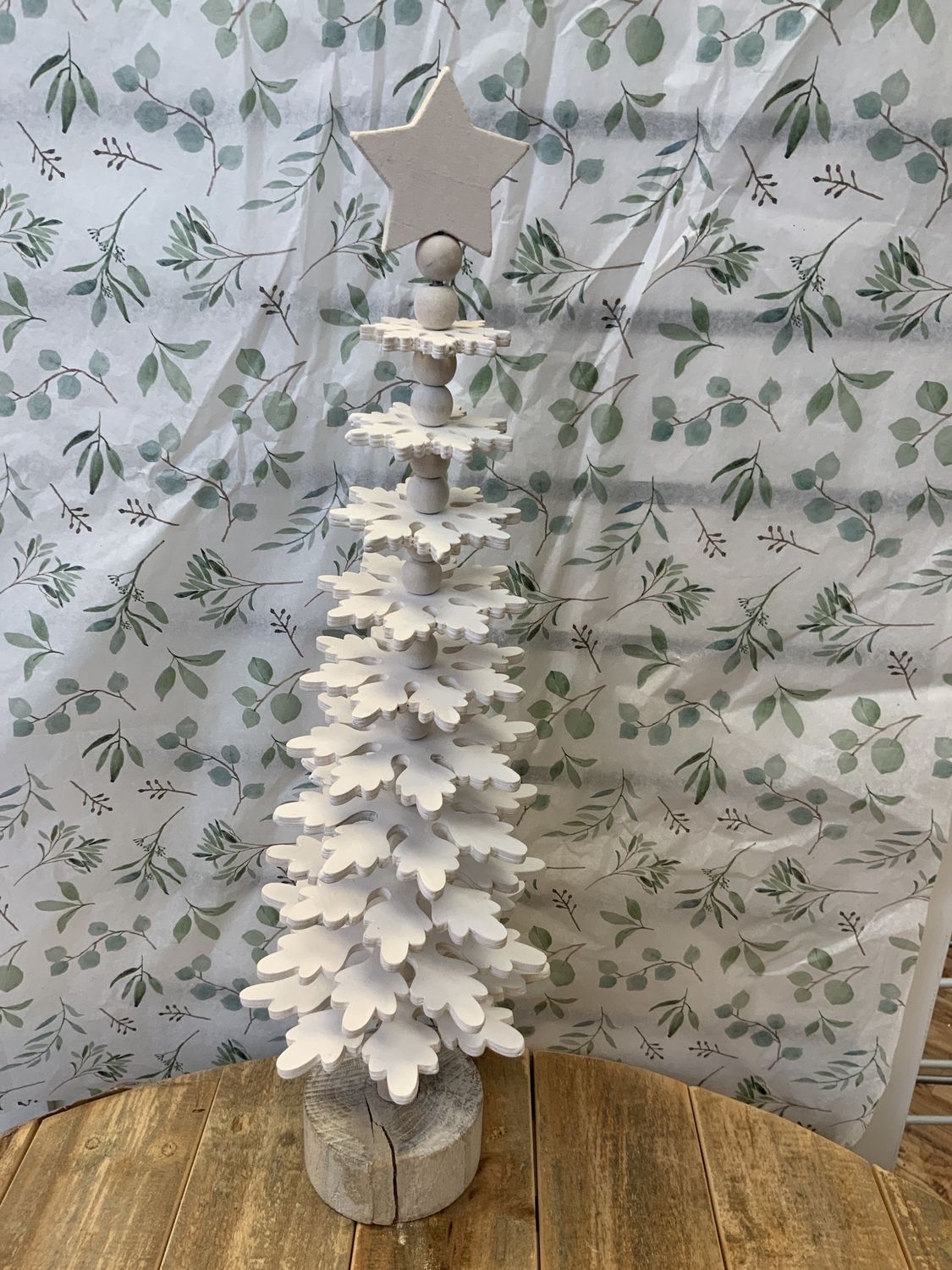 Tree, Tabletop Snowflake &amp; Bead 20" white wd