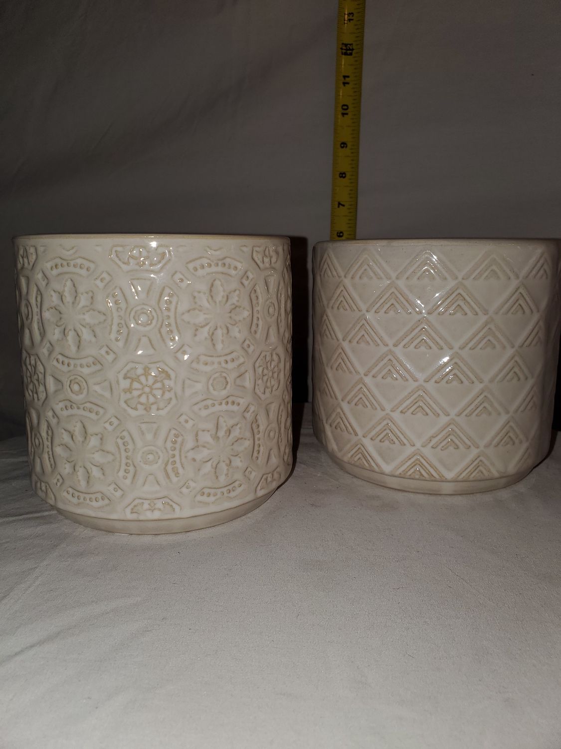 Planter, Triple Diamond 5" white