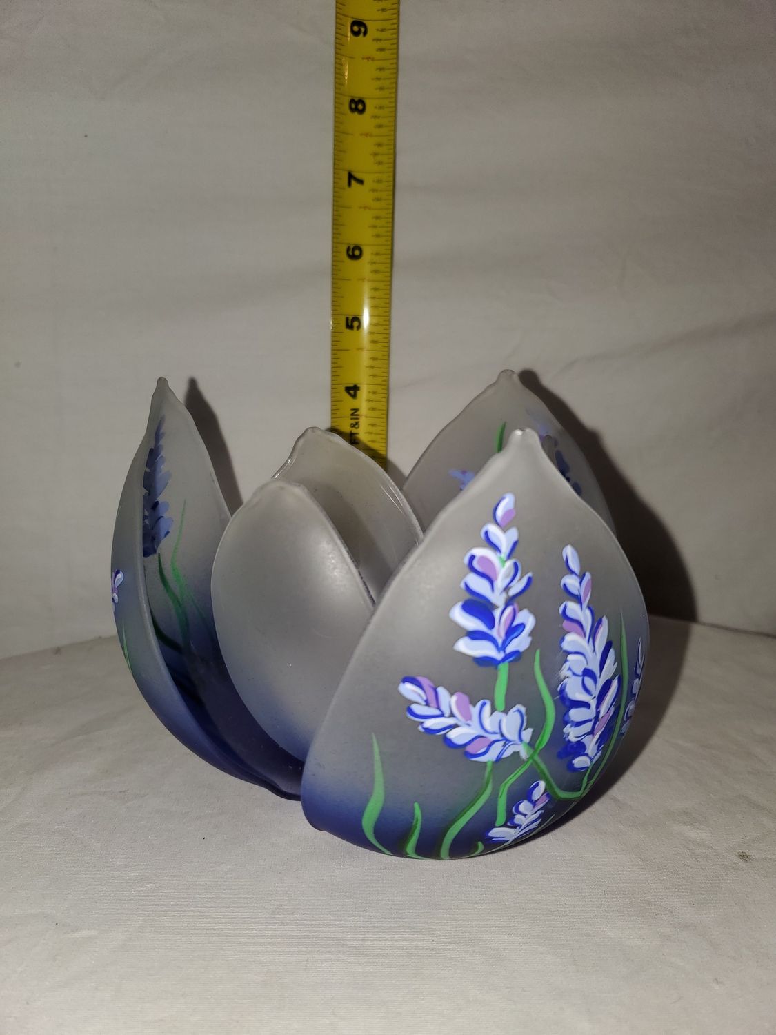 Candle Holder, Lotus Flower Hnd Blwn/ptd
