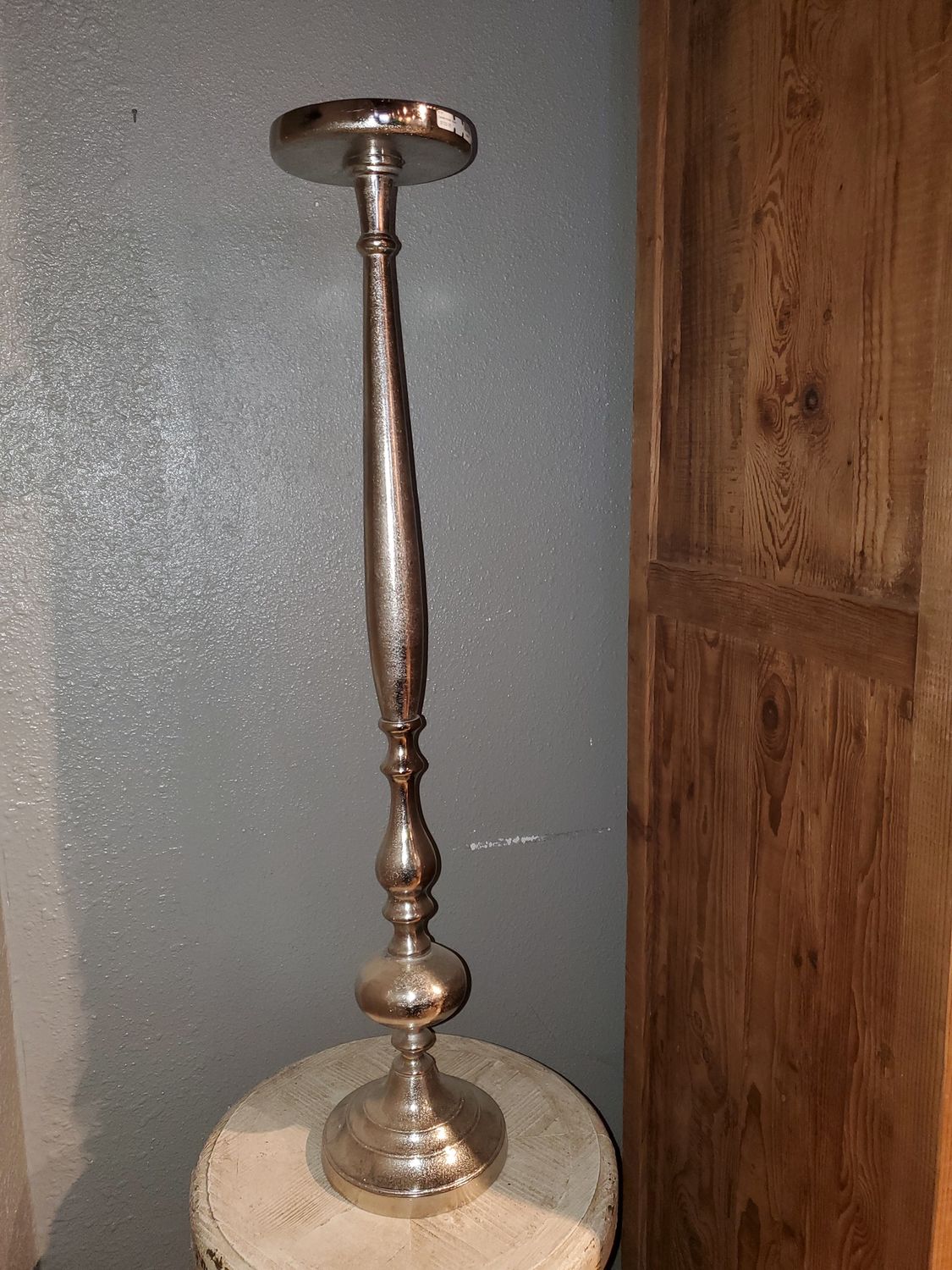 Candle Holder, Alumn/Glass 37.5"
