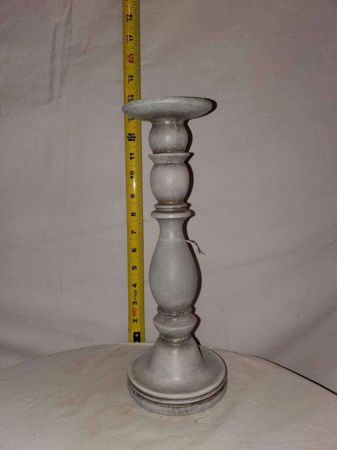 Candle Holder, 12" Gray resin