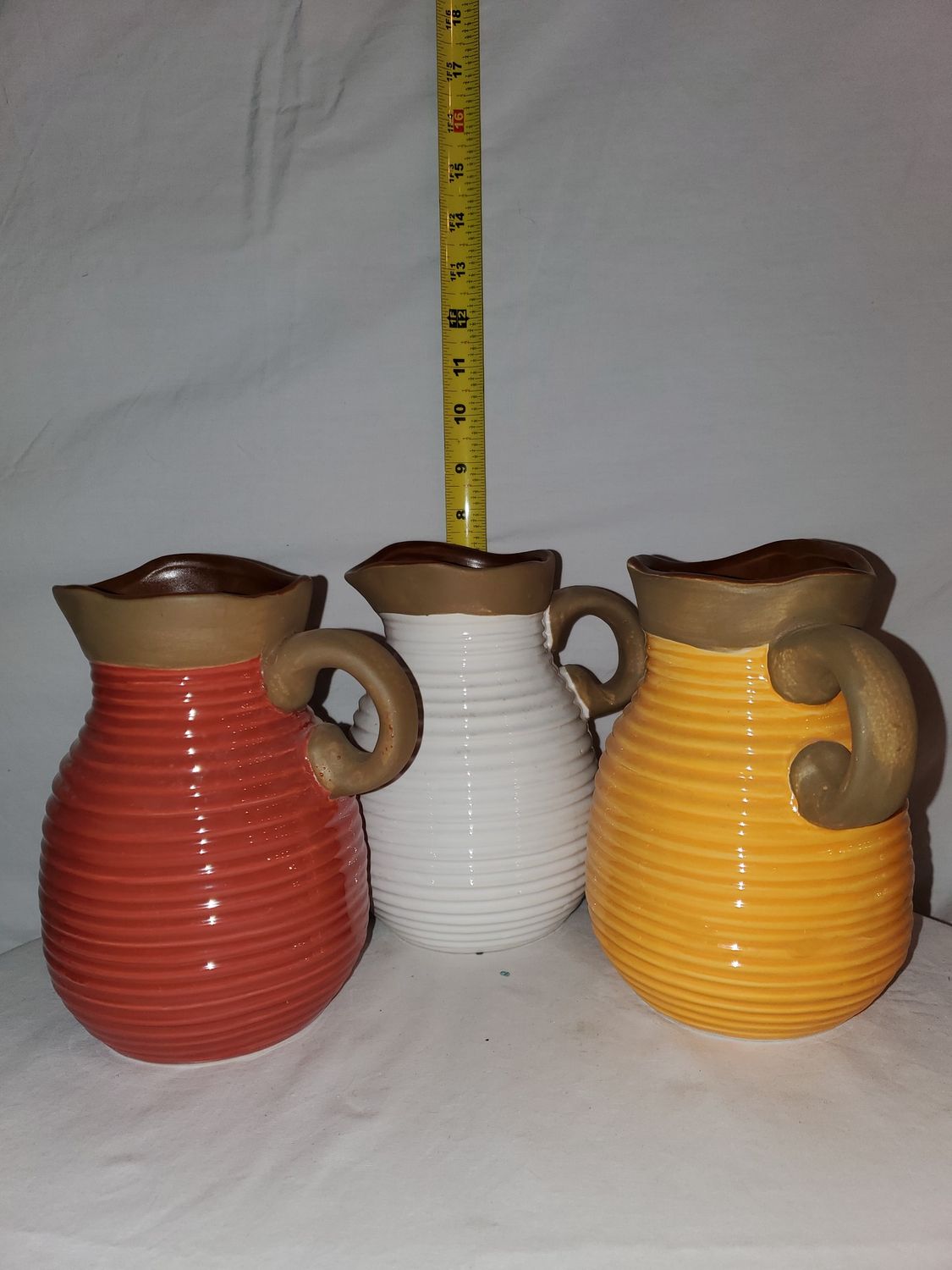 Pitcher, Ribbed Fall Colors 7" 4 ass't