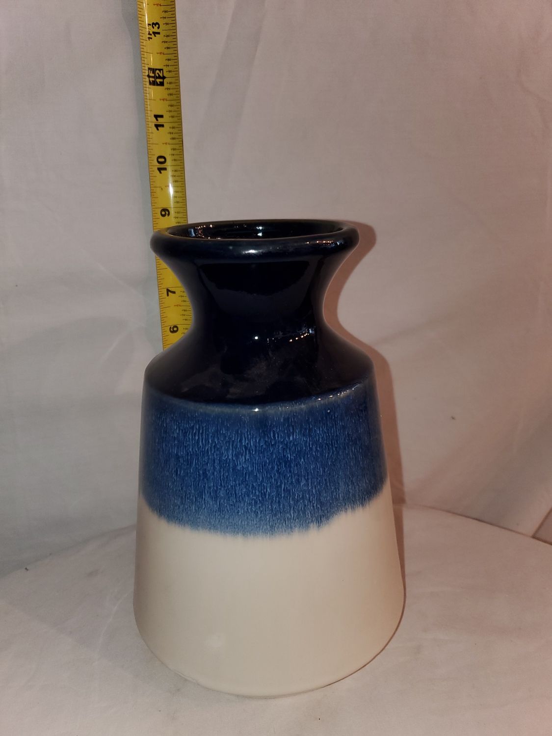 Vase, Blue Dipped 8.5" ceramic