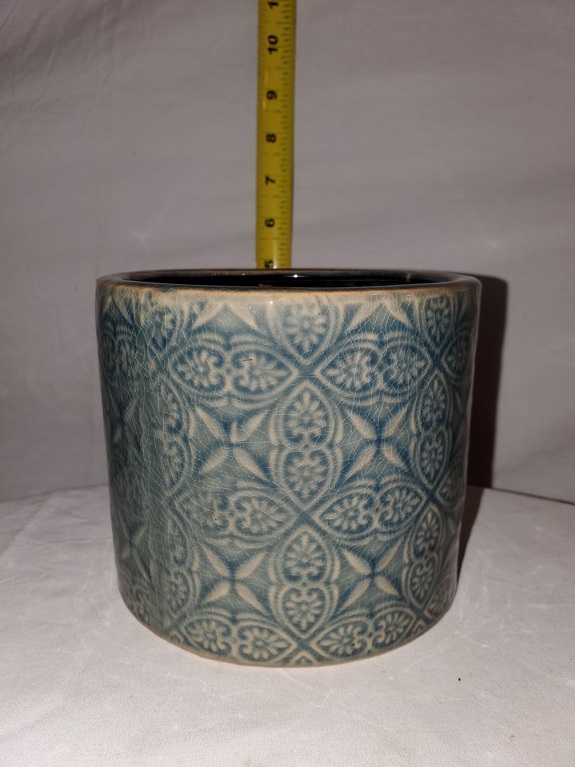 Pot, Gray/Blue Cylinder 4.5" laser