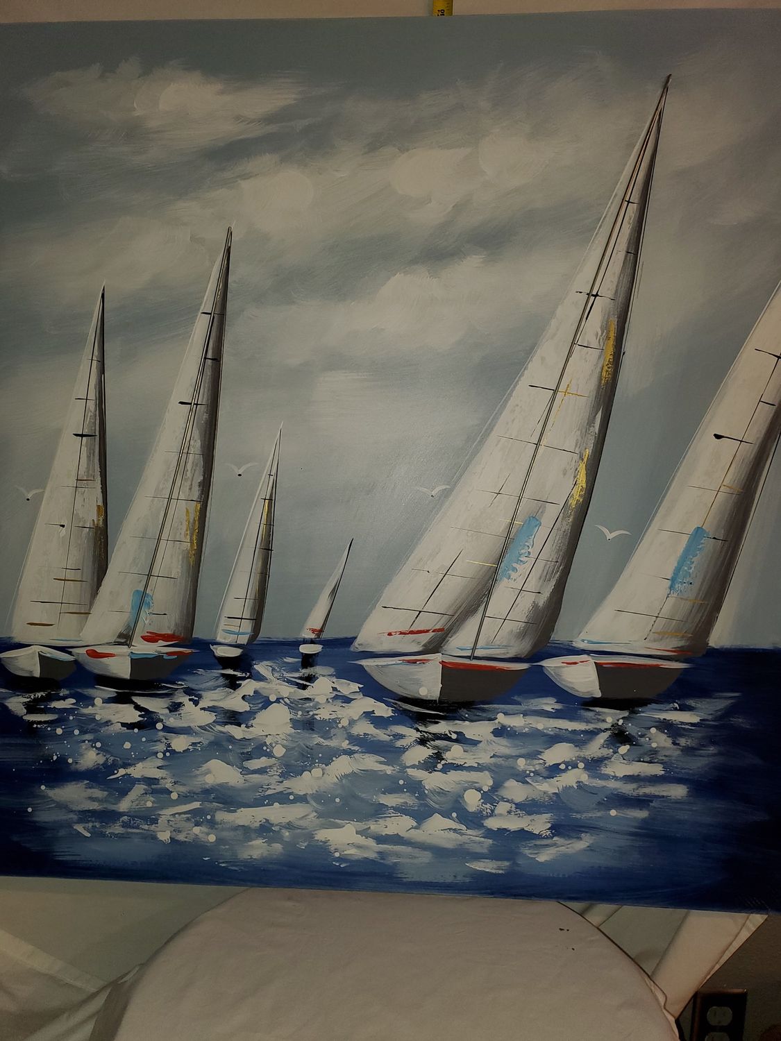 Canvas, Sailboats 39" bluish