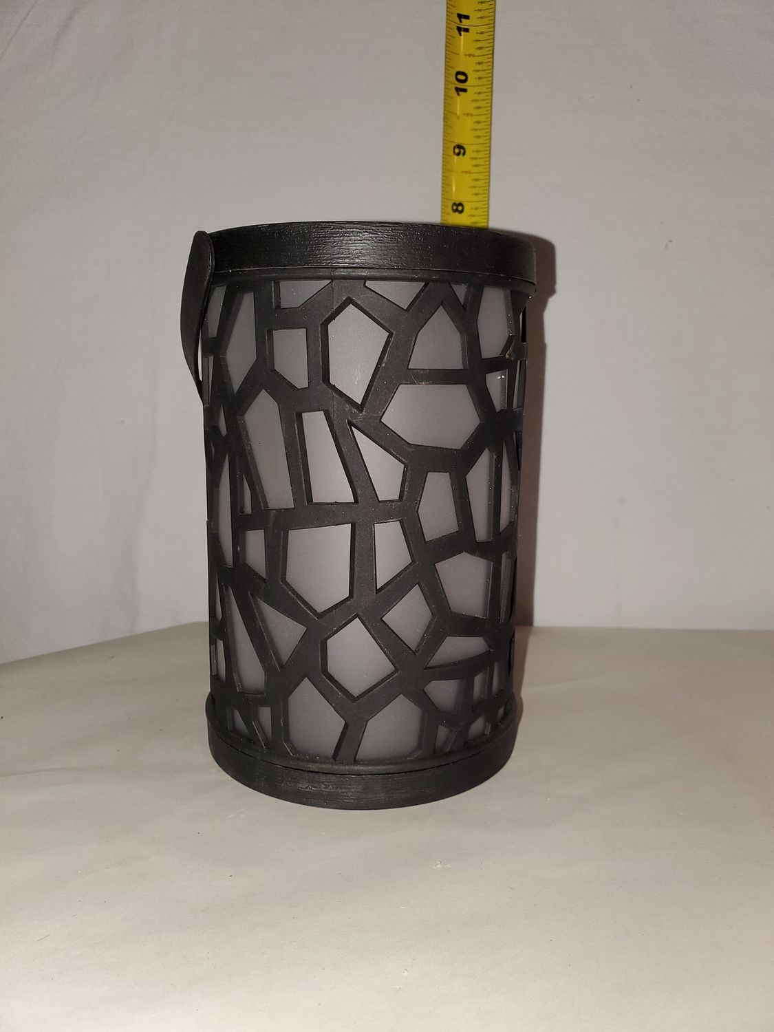 Lantern, LED Blk Crackled BO