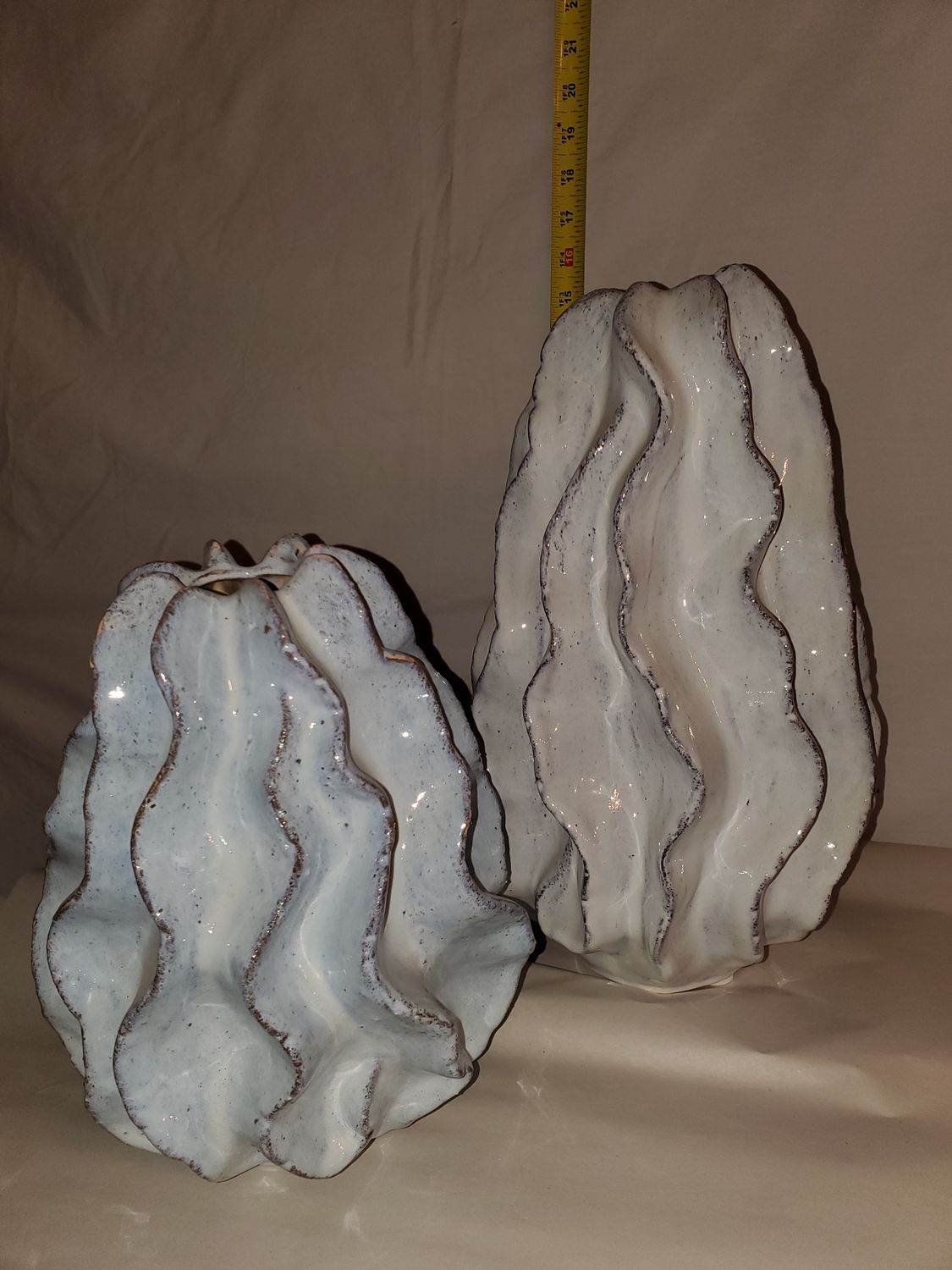 Vase, Ruffled Blue Ceramic 2 sizes