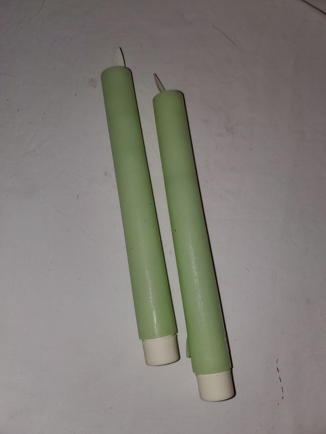 LED Taper Candle, Green 9" set2