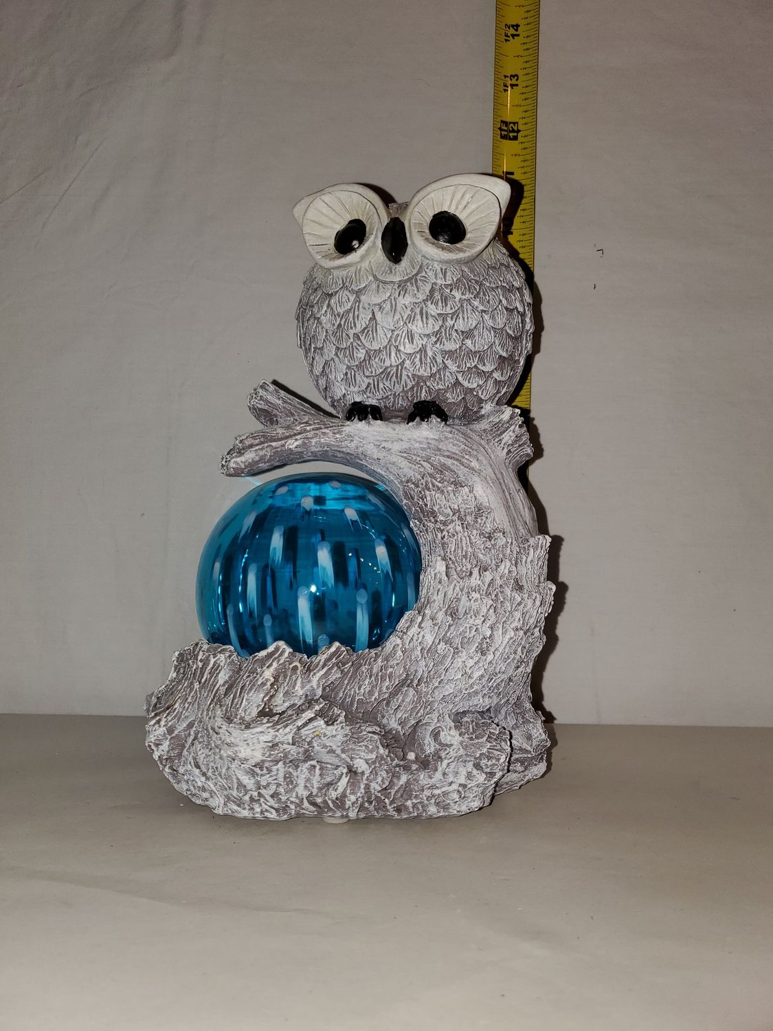 Solar, LED Owl 9.75" Bl Orb