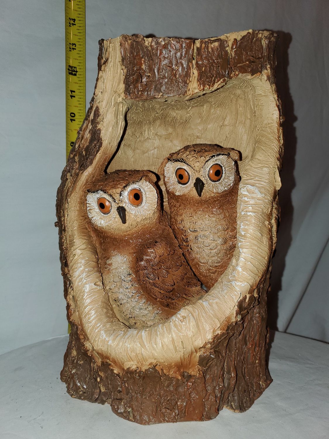 Statue, Owls in Log 12"-2 Owls