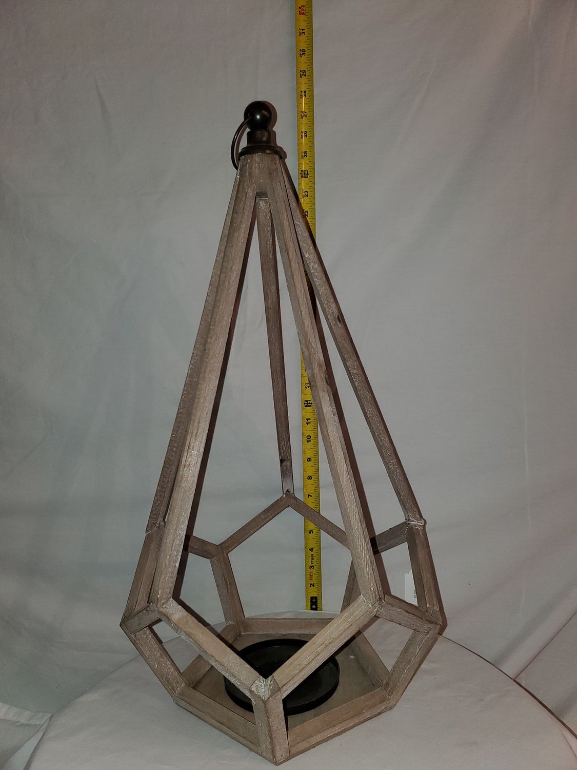 Lantern, Wood Geometric 25.75"