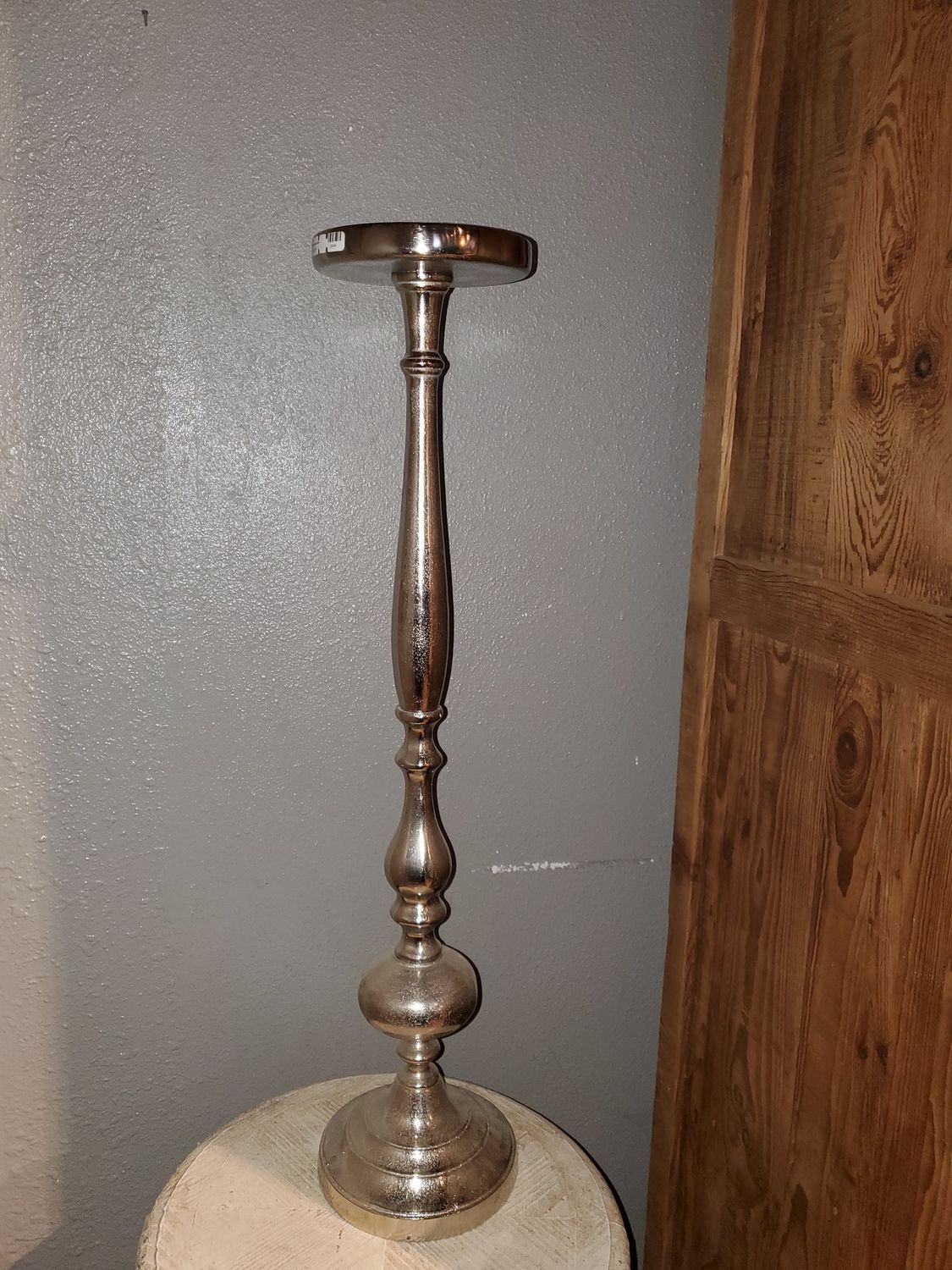 Candle Holder, Alumn/Glass 32"