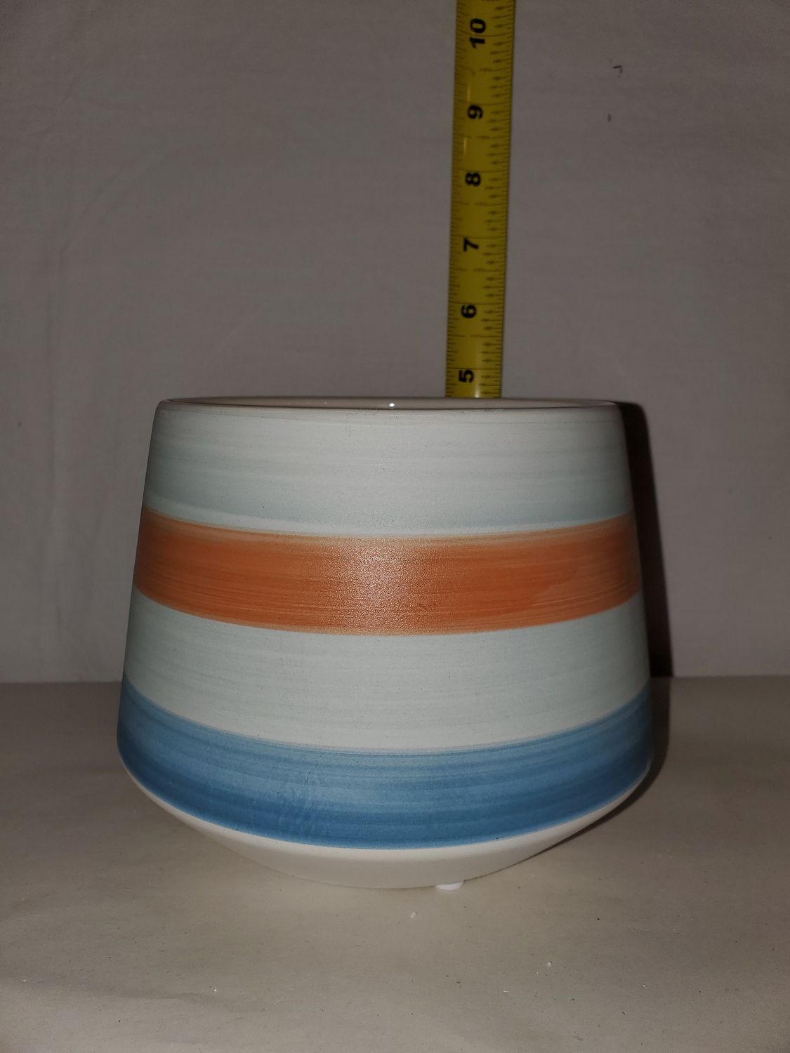 Planter, Blue Orange Stripe stripes