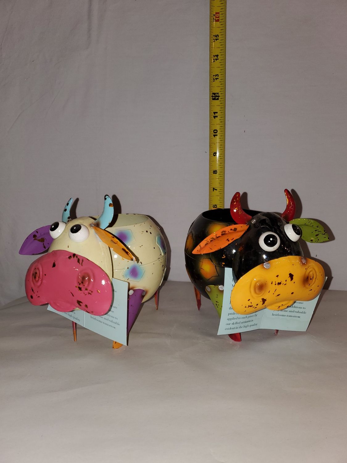 Planter, Metal Cow Bobble Head