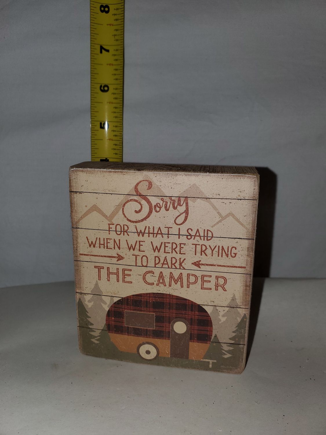 Sign, Park The Camper wood block