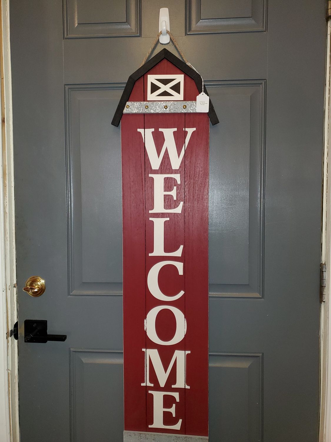 Sign, Welcome Barn 47" Wood Red