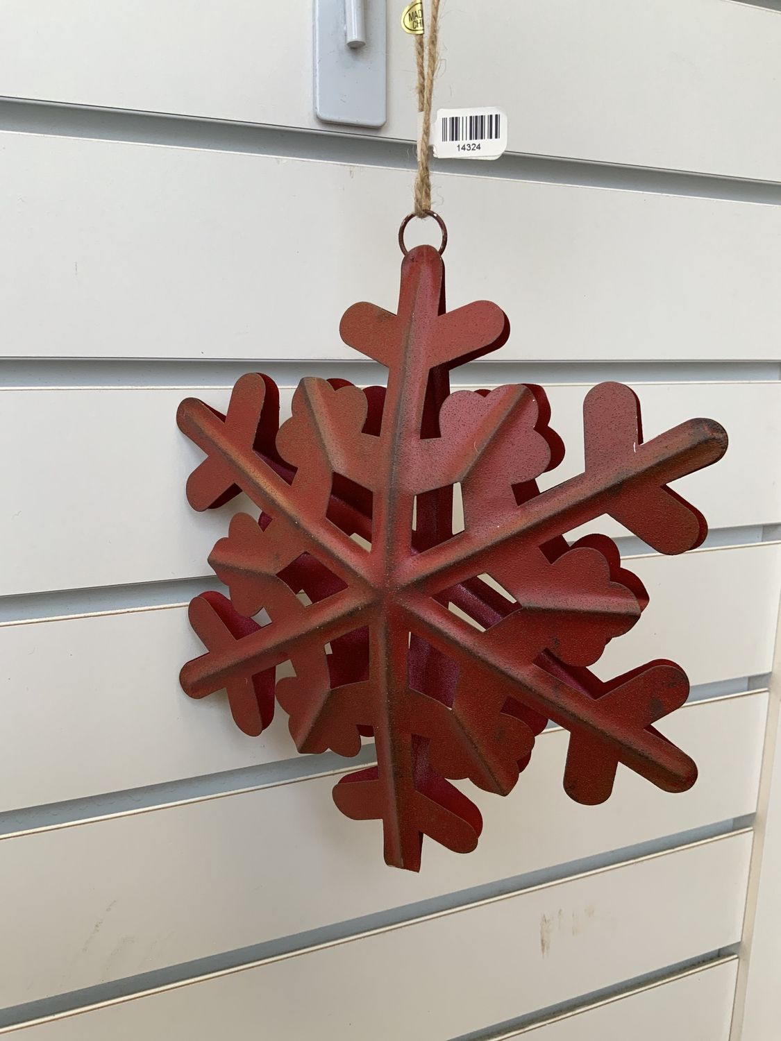 Ornament, Red Metal Snowflake