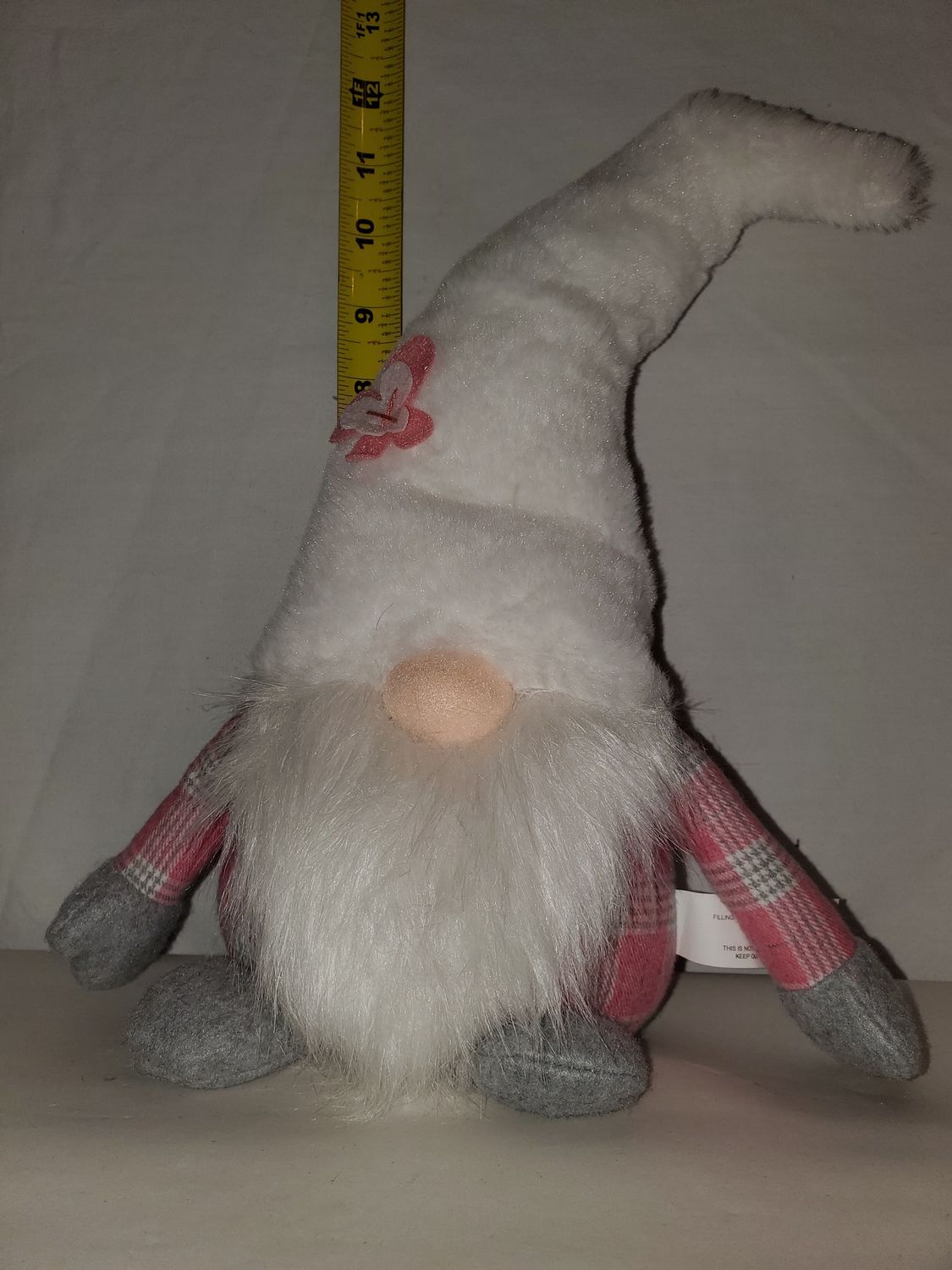 Gnome, Pink Plaid Flower Hat 2 ass't