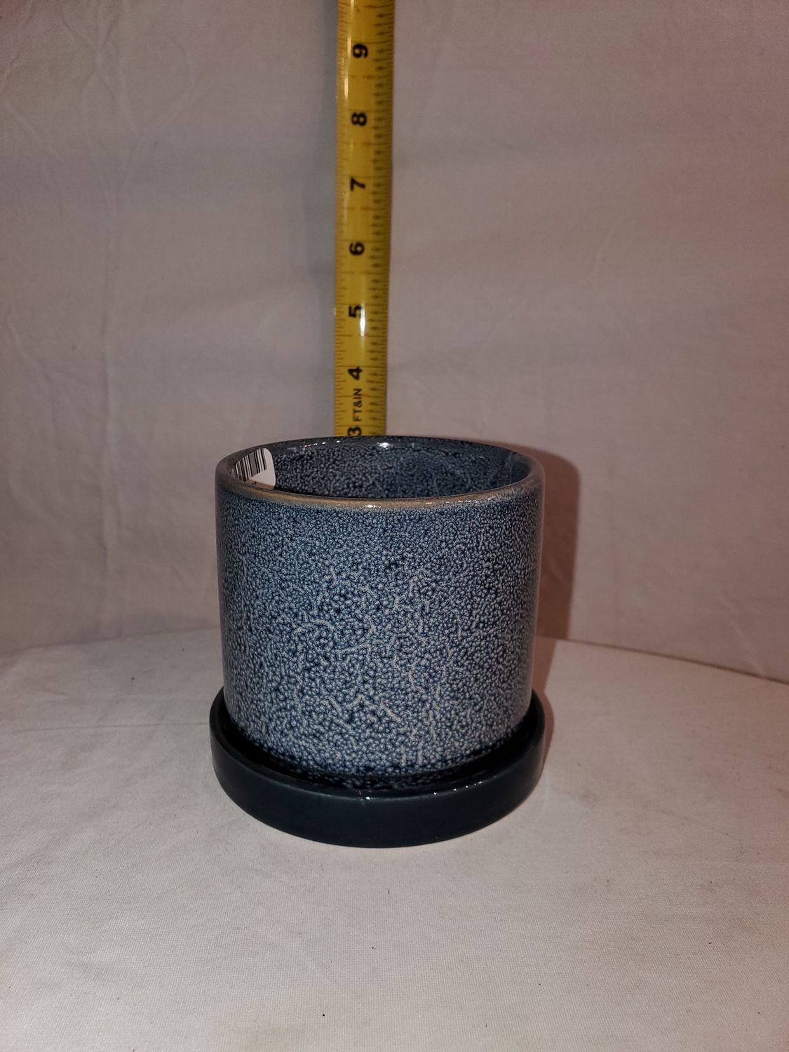 Pot w/Saucer Cosmos Speckled 3" ceramic