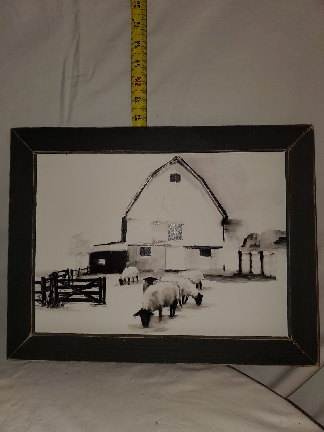 Wall Decor, Grazing Sheep B/W Framed