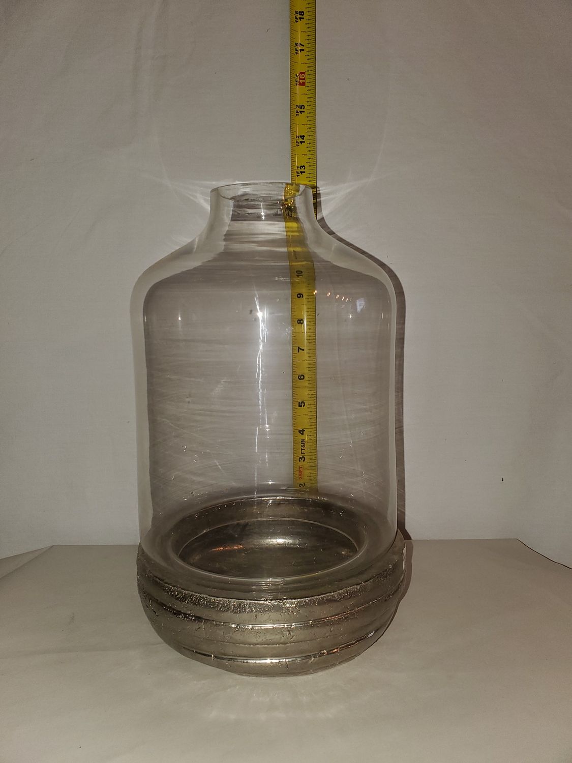 terrarium, silver base tall