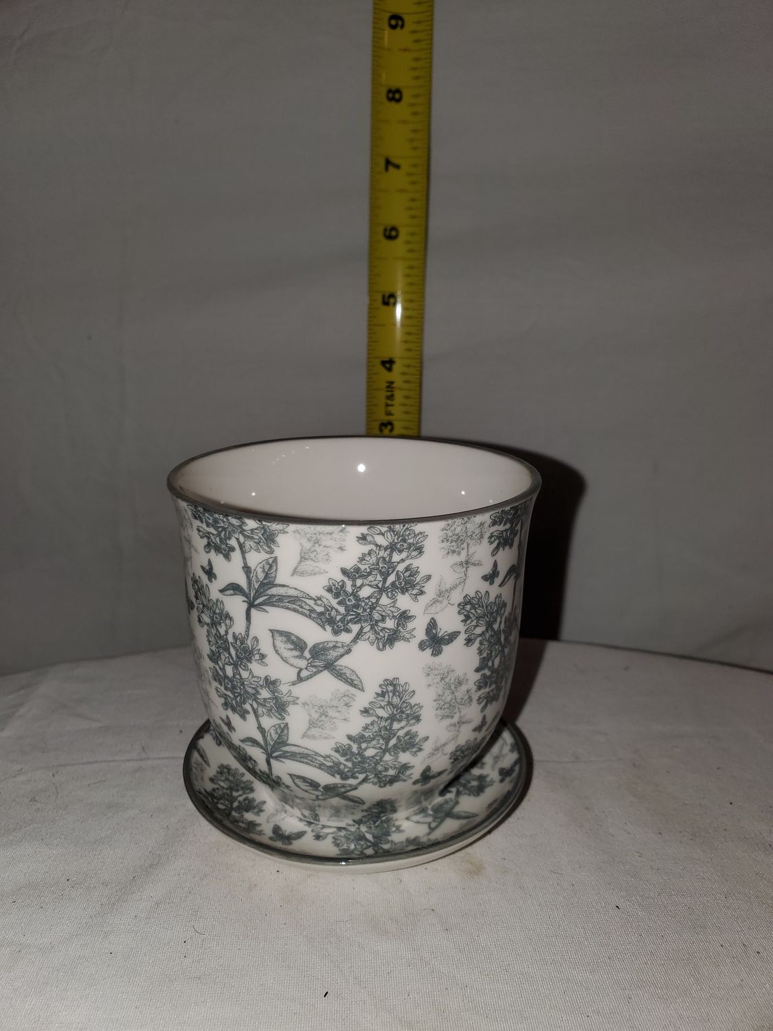 Pot w/Saucer Grey Forest 3.25" ceramc
