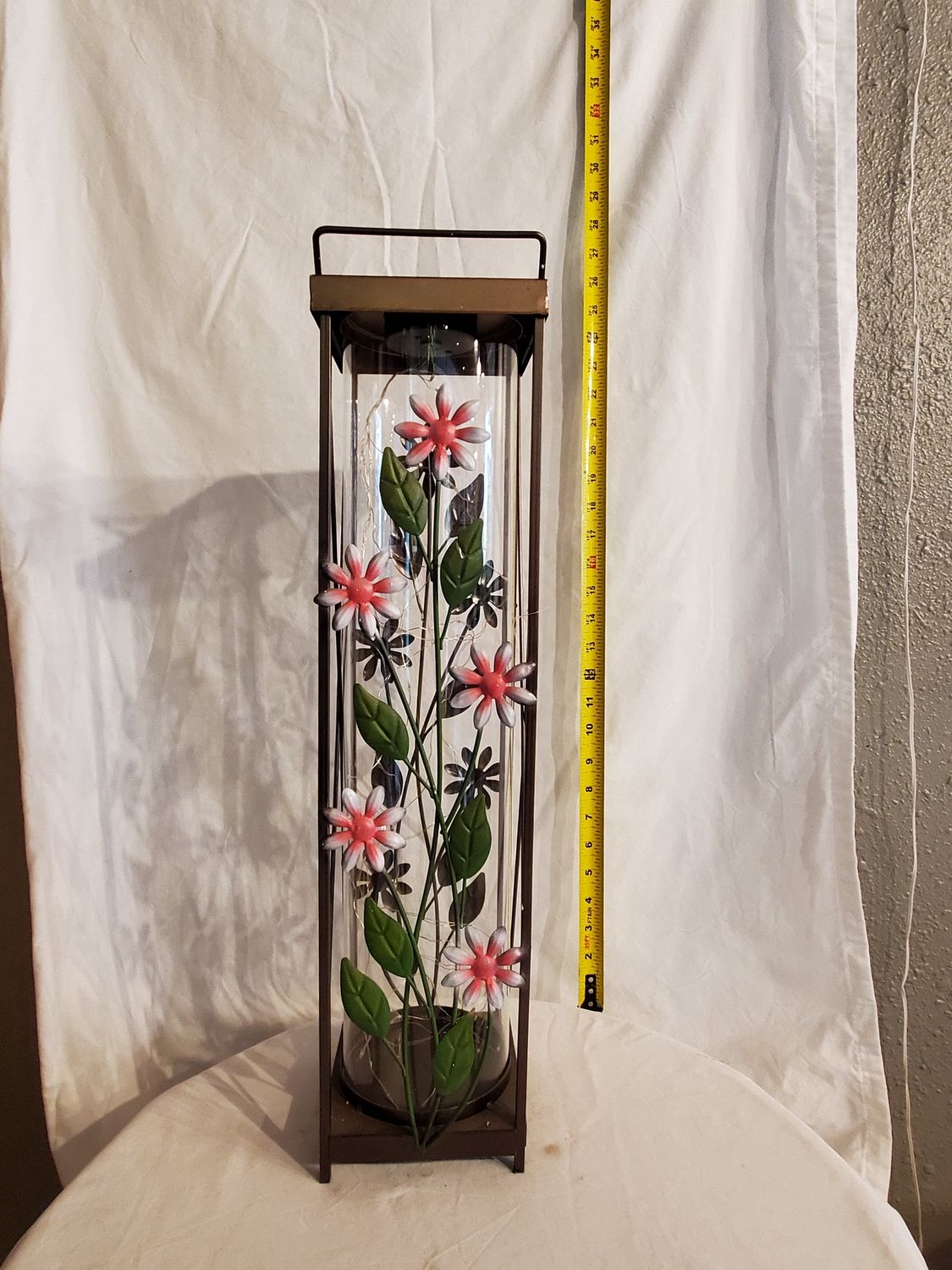 Solar Lantern, Pink Wildflowers 22.5"