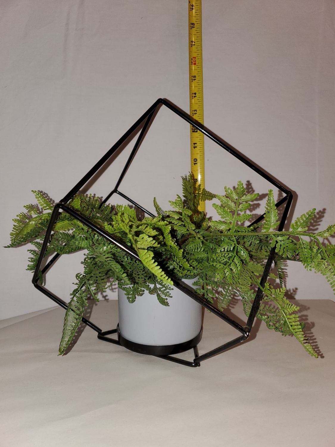 Faux Greens, Fern in Metal Cube 12"