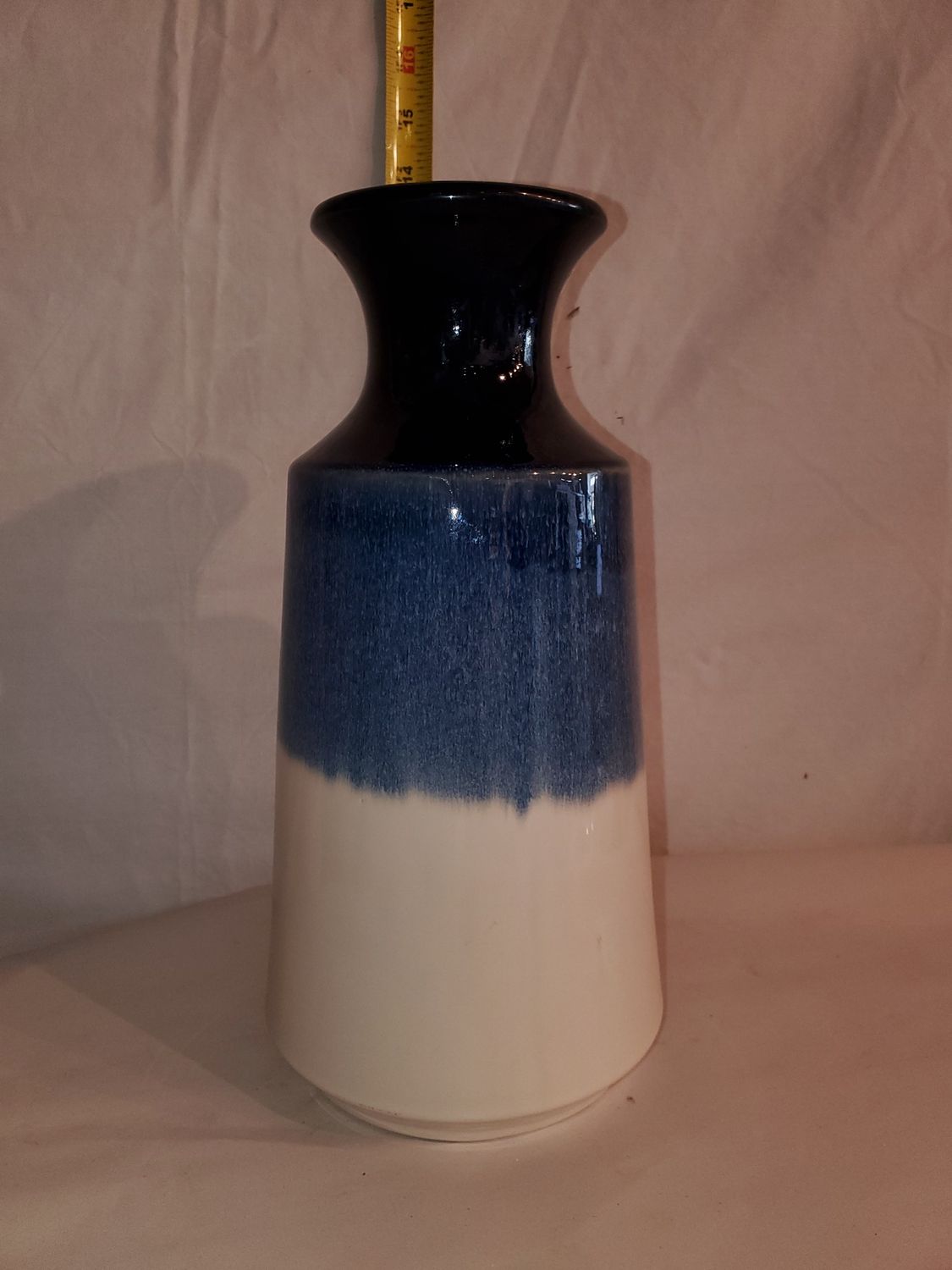 Vase, Blue Dipped 12" ceramic