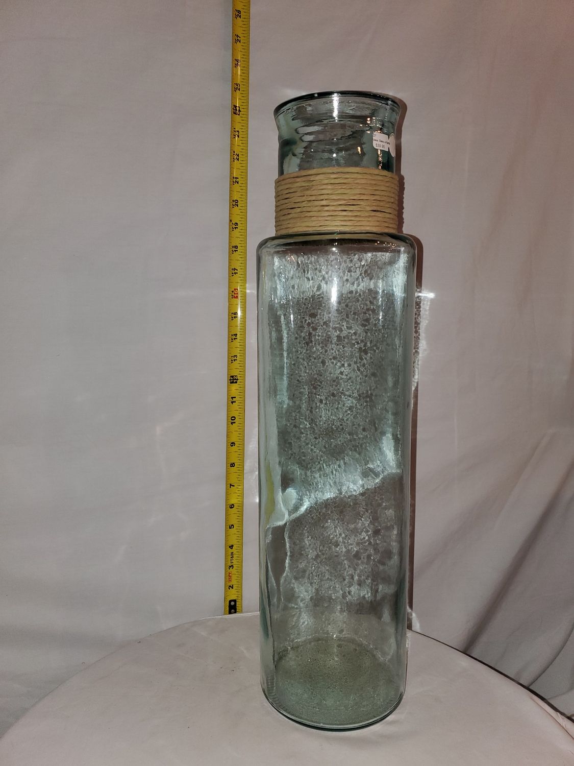 Vase, Glass w/ Raffia 22"