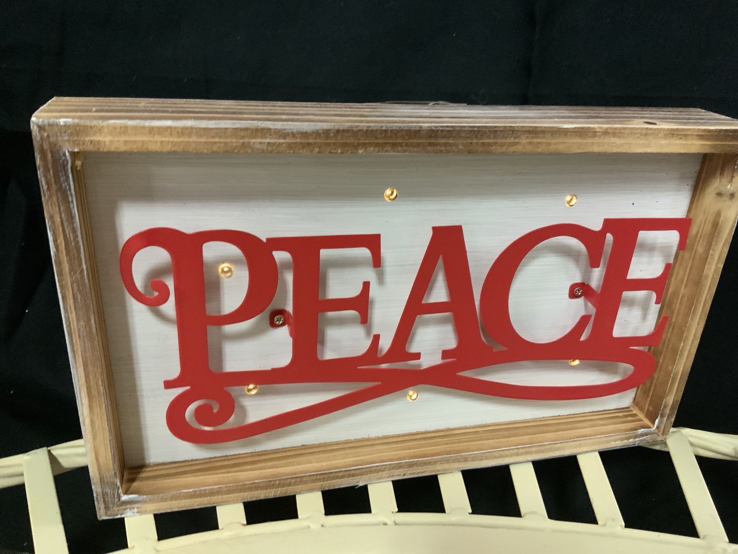 Sign, LED Believe wood