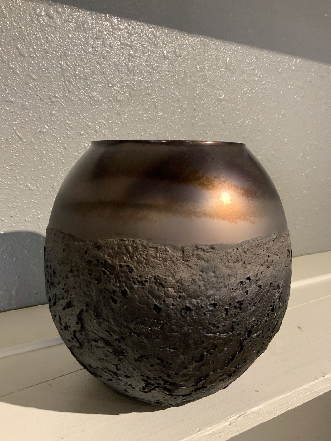 Vase, Brown Textured Glass 8&quot; short