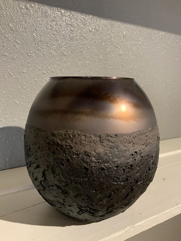 Vase, Brown Textured Glass 8&quot; short