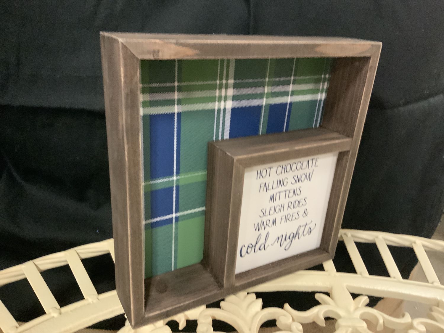 Inset Box Sign, Falling Snow blue