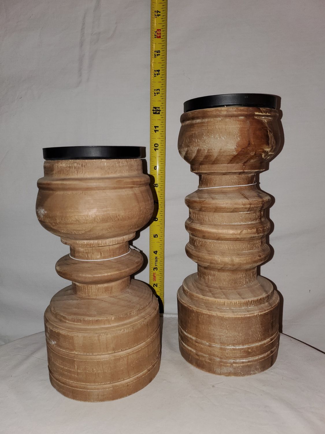 Candle Holder, Turned Wood set/2