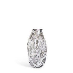 Vase, Grey Glass w/String Look 17"