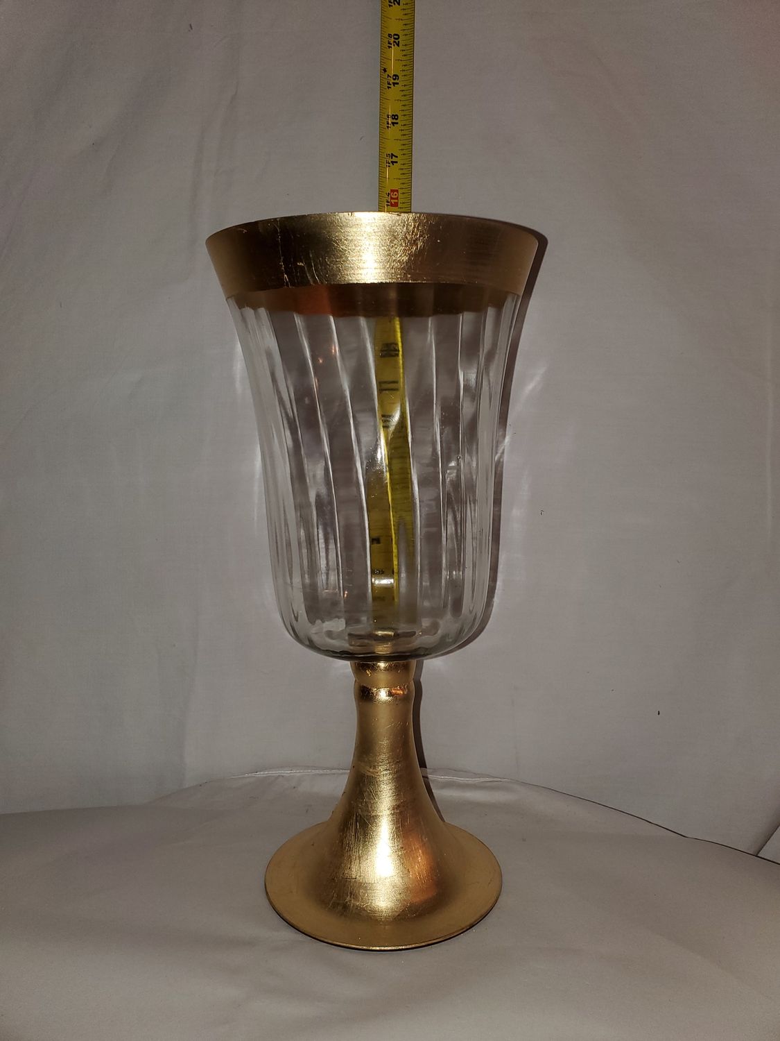 Vase, Lg Gold Top glass