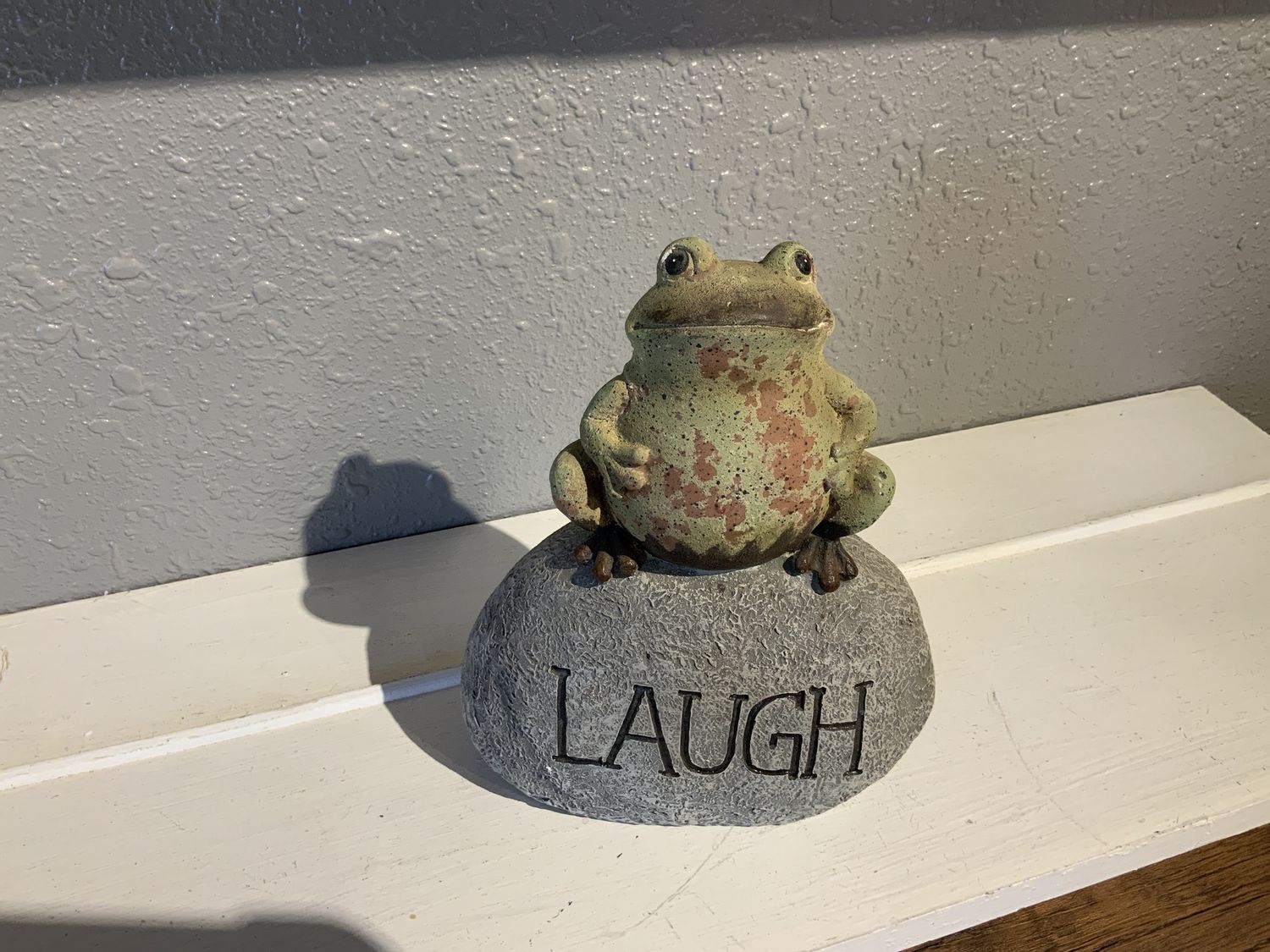 Statue, Frog on Rock w/ word