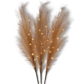 LED Brown Pampas Grass Branch, 43" w/timer