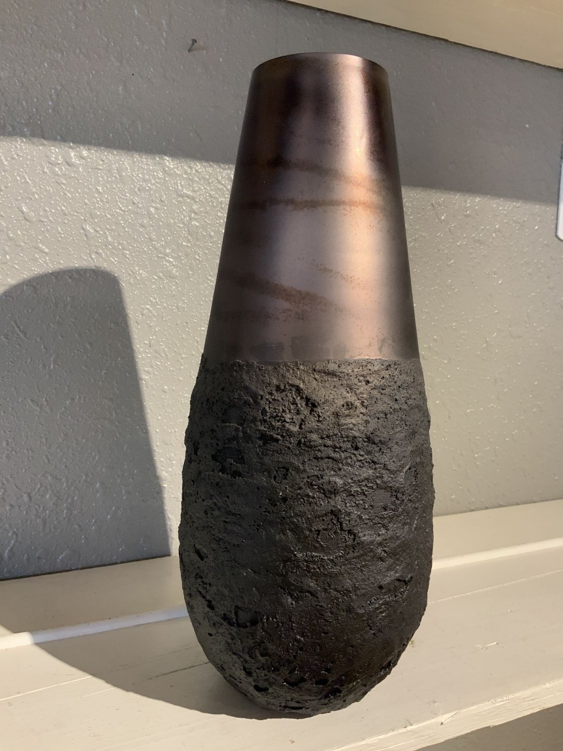 Vase, Brown Textured Glass 15" tall