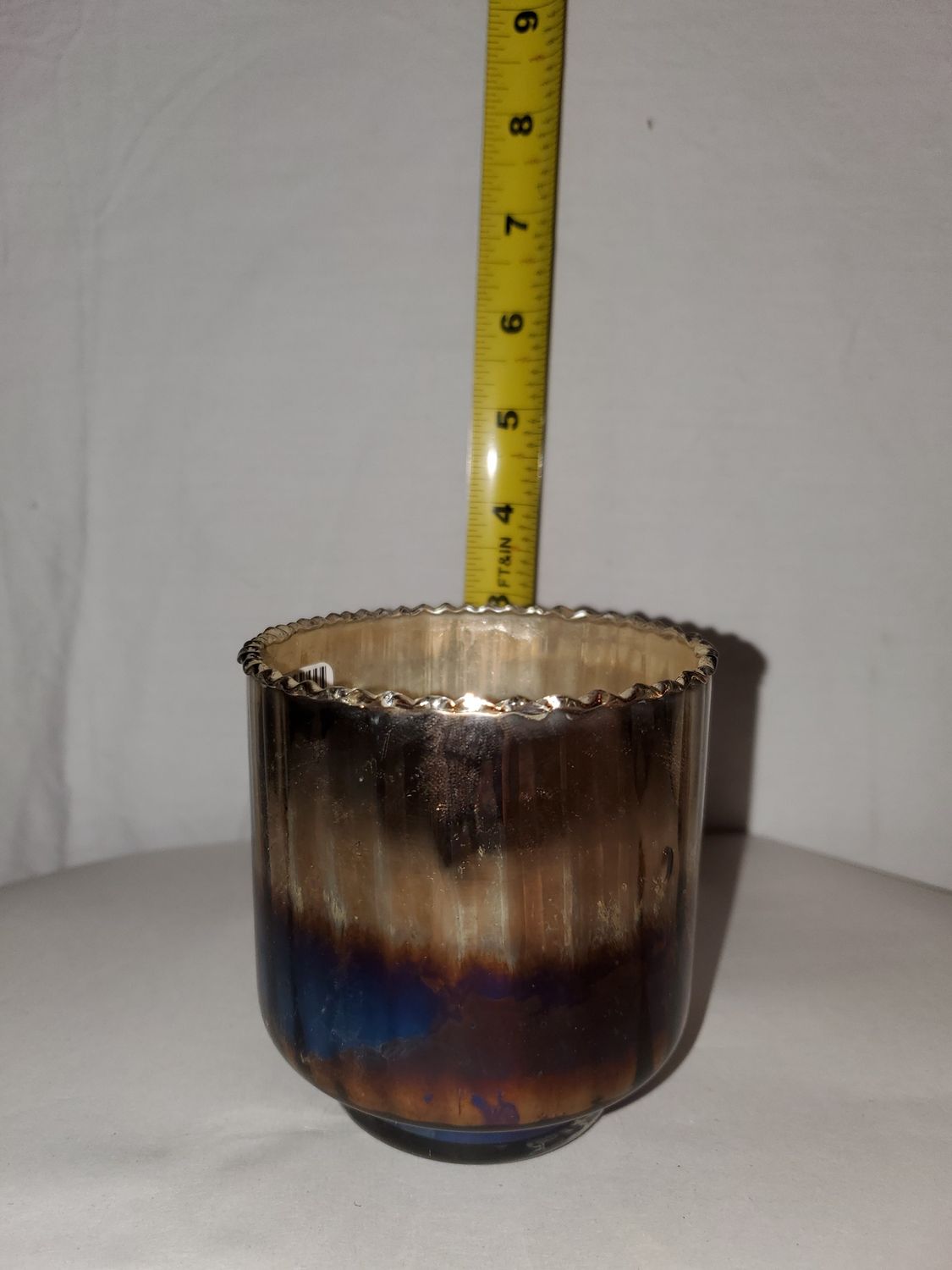 Votive Holder, Mercury Glass 3" blue