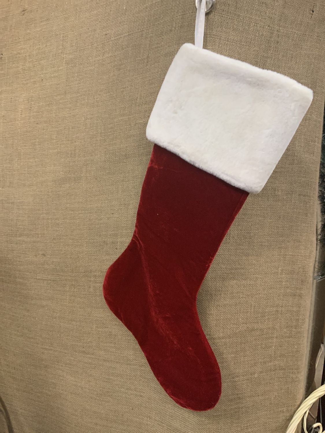 Stocking, Santa Clothes 25" R velvet