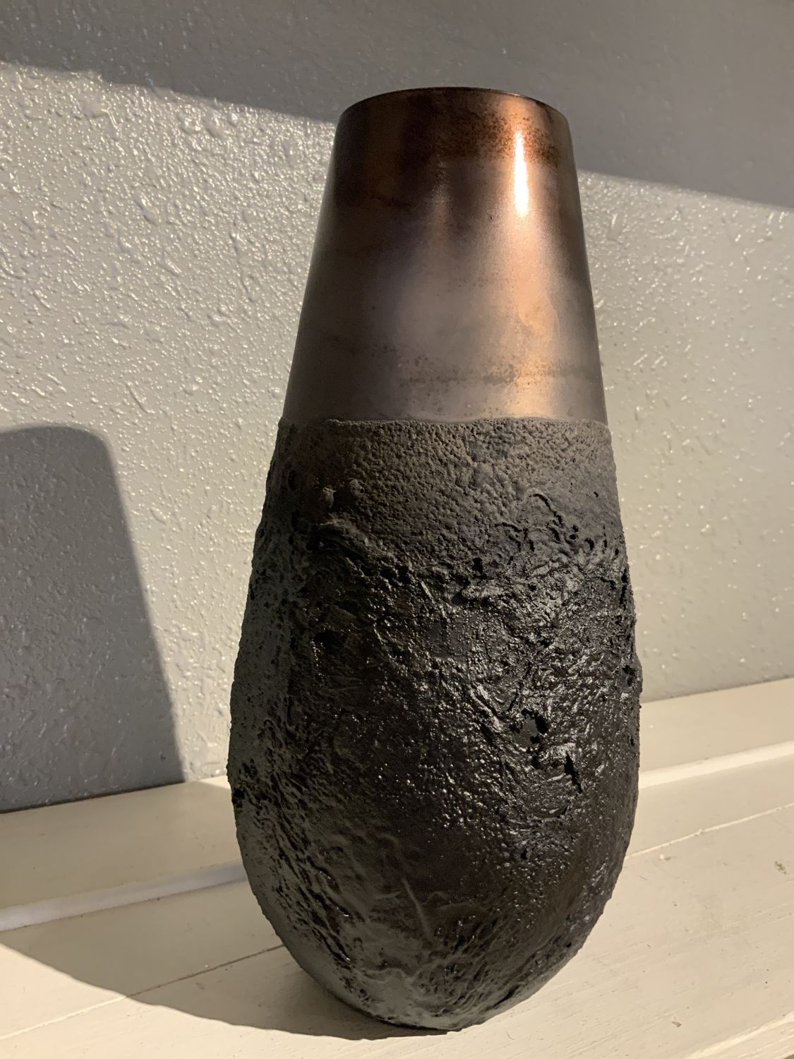 Vase, Brown Textured Glass 12&quot; medium