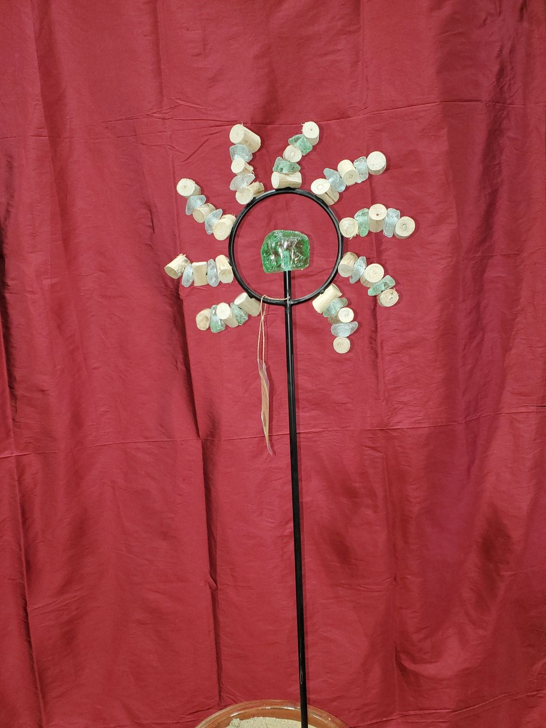 Garden Stake, Sun Rays 4' glas/wood