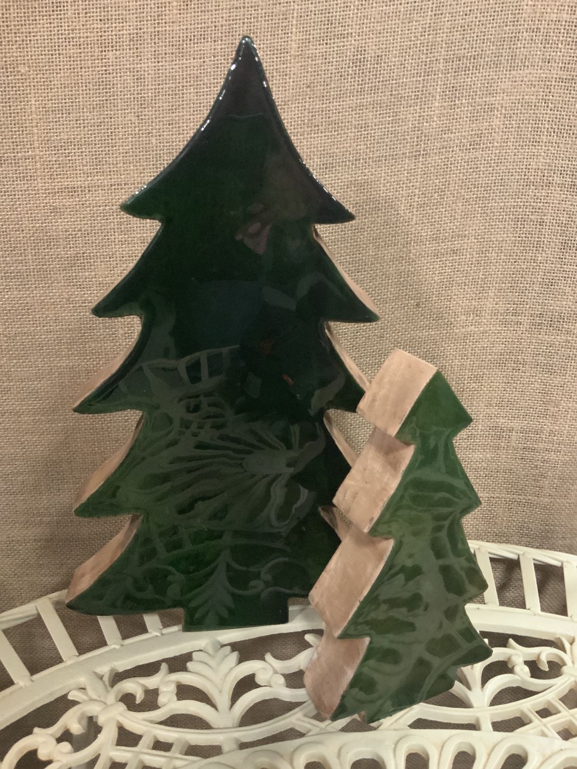 Tree Set/2, Wood Block glossy green