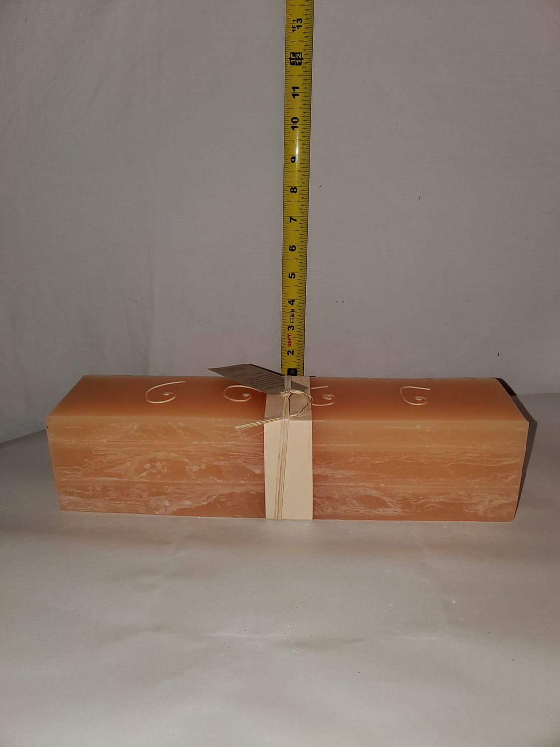 Candle, Layered Brick Amber 12"x3"