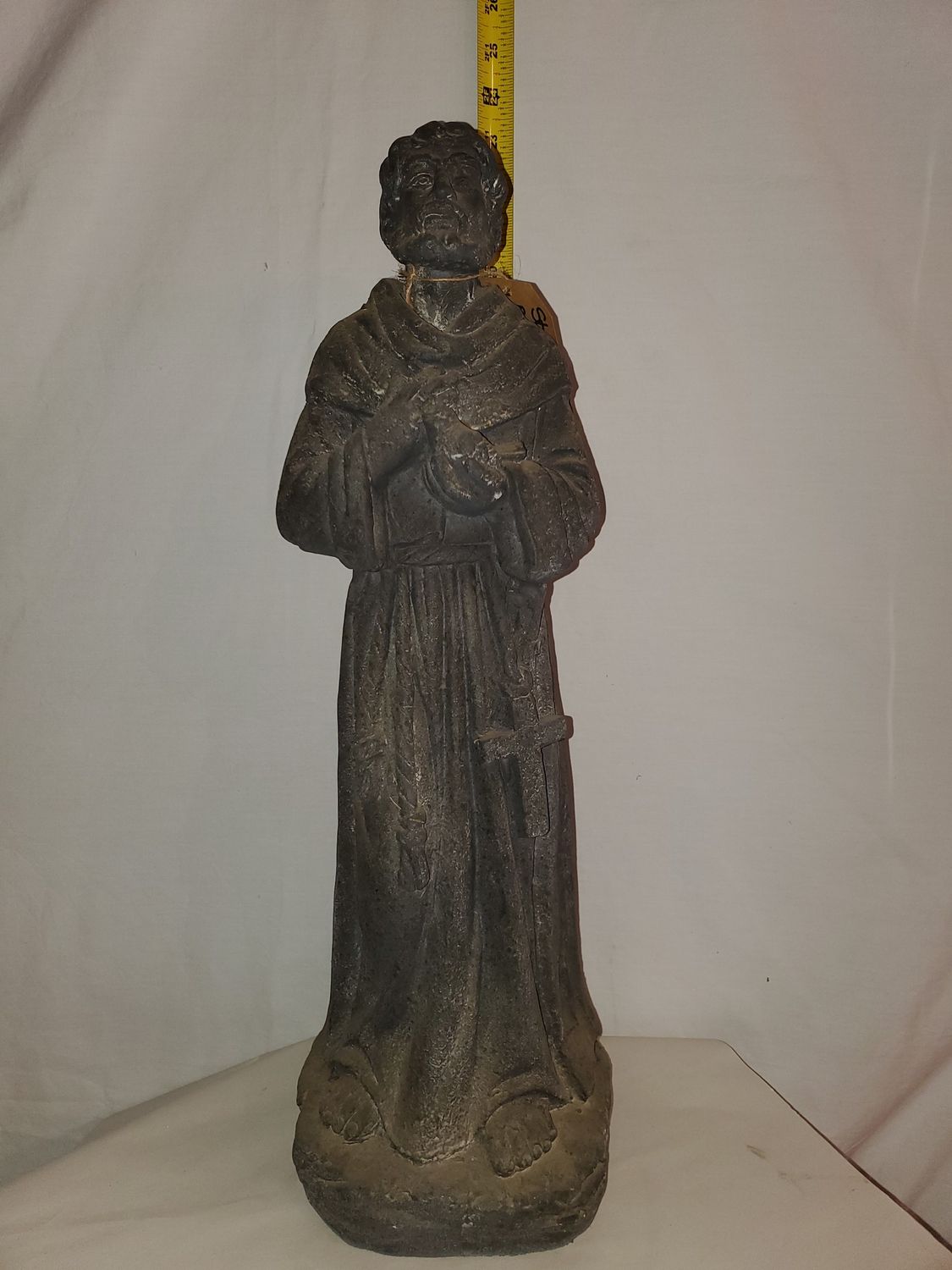 Statue, St. Francis w/ bird concrete