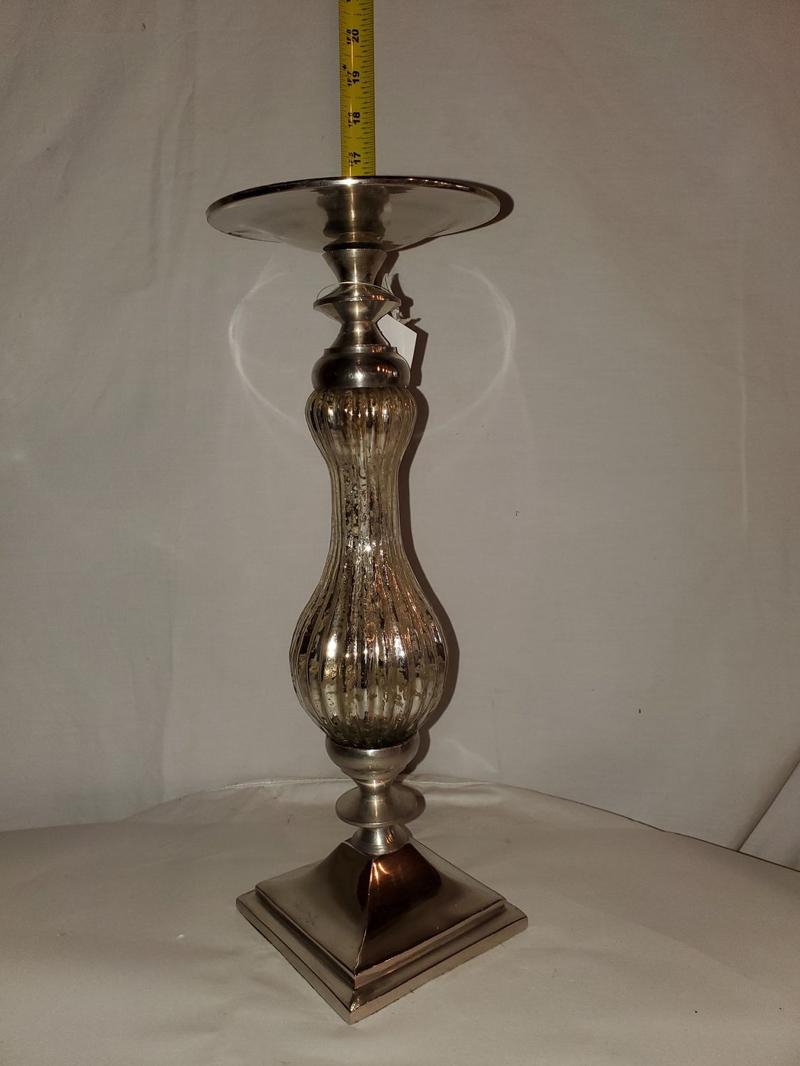 Candle Holder, Nickel 14"