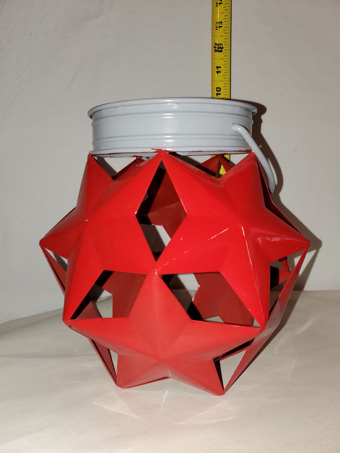 Candle Holder, Red Star 9" Metal