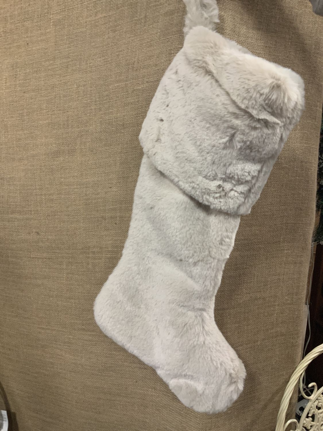 Stocking, Plush Fur Taupe